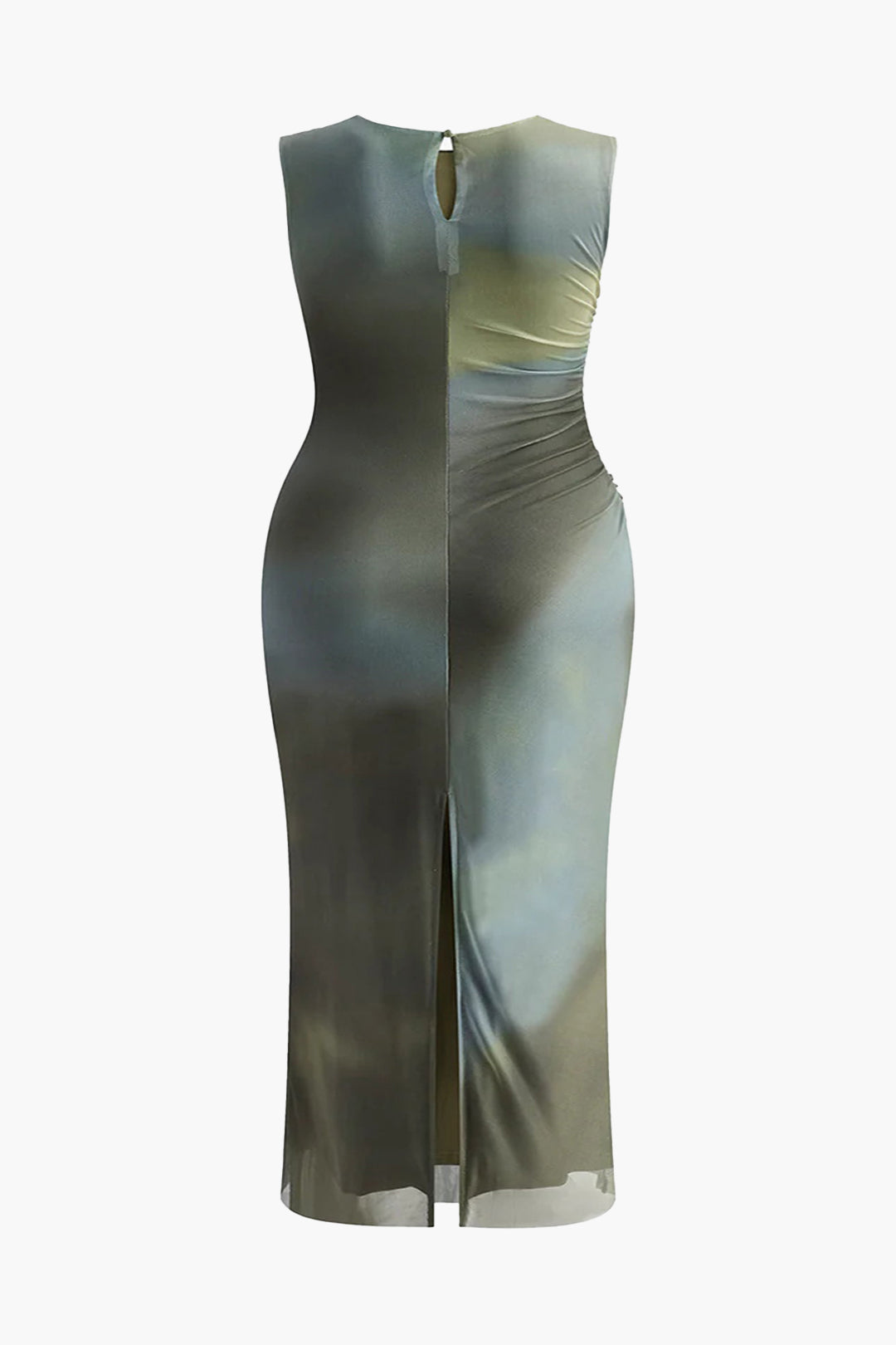 Büyük Beden Ombre Desenli Dantelli maksi Elbise