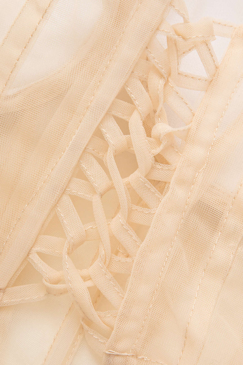 Bağlama Detaylı Şeffaf Mesh Korse Straplez Üst