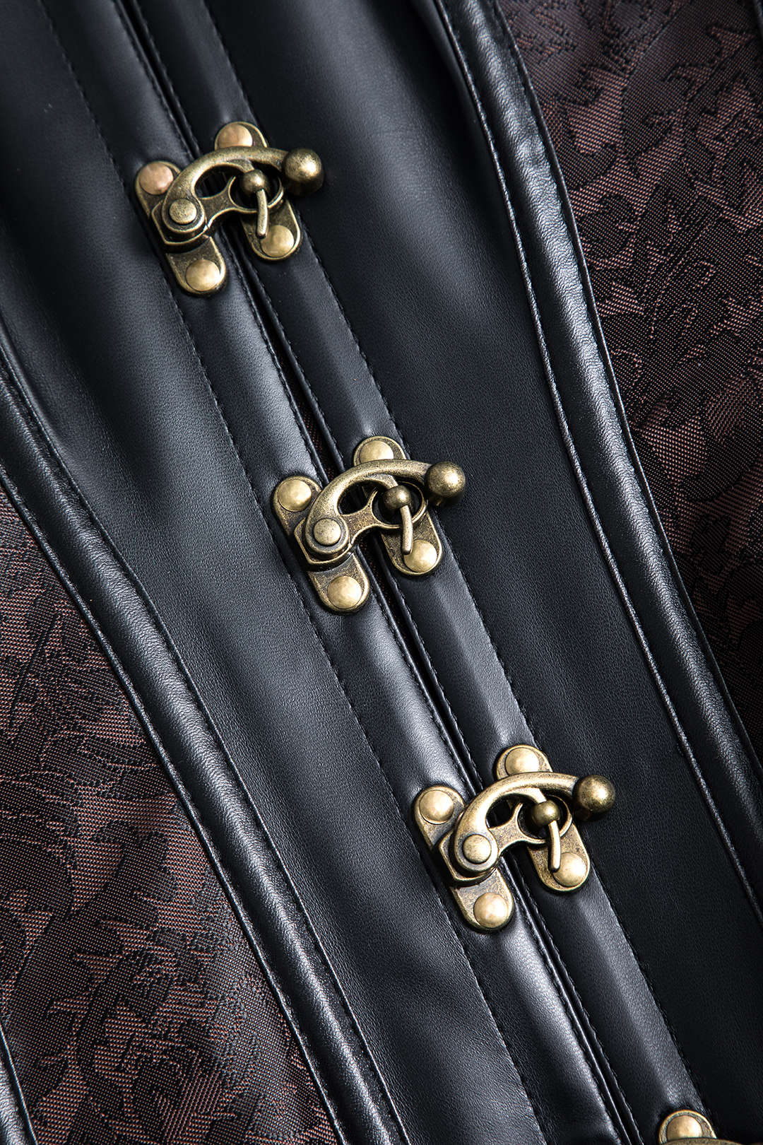 Dantel Jacquard Metalik Düğmeli Sırt Askılı Korse