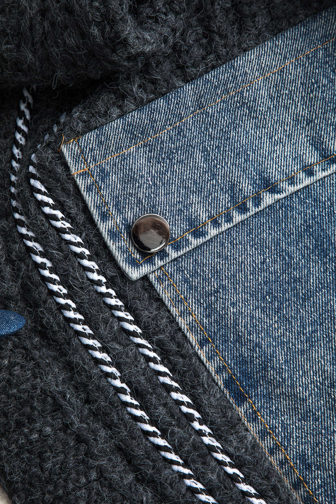 Denim Patchwork Cepli Kazak Yelek