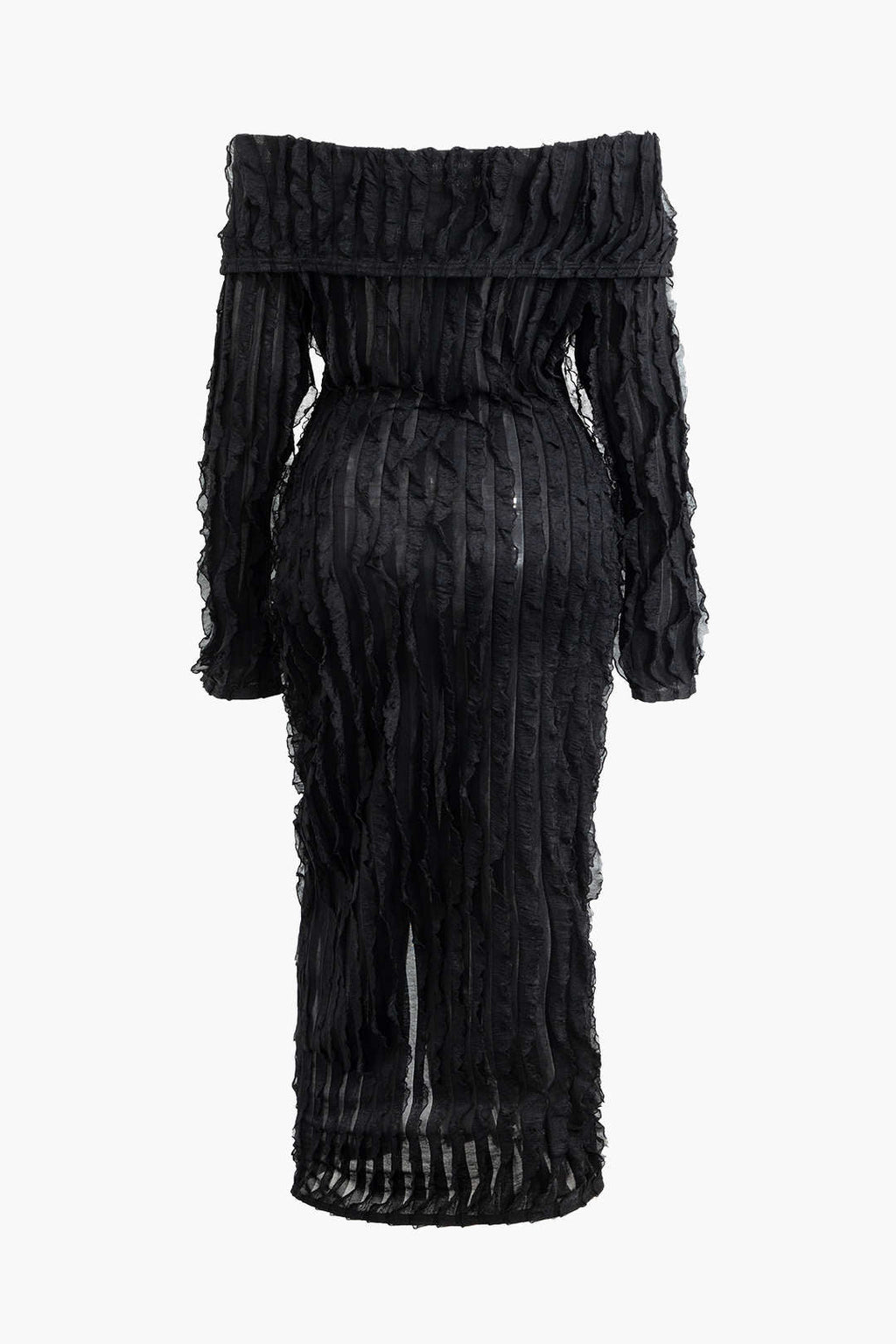 Büyük Beden Katı Düğme Fırfırlı maksi Elbise