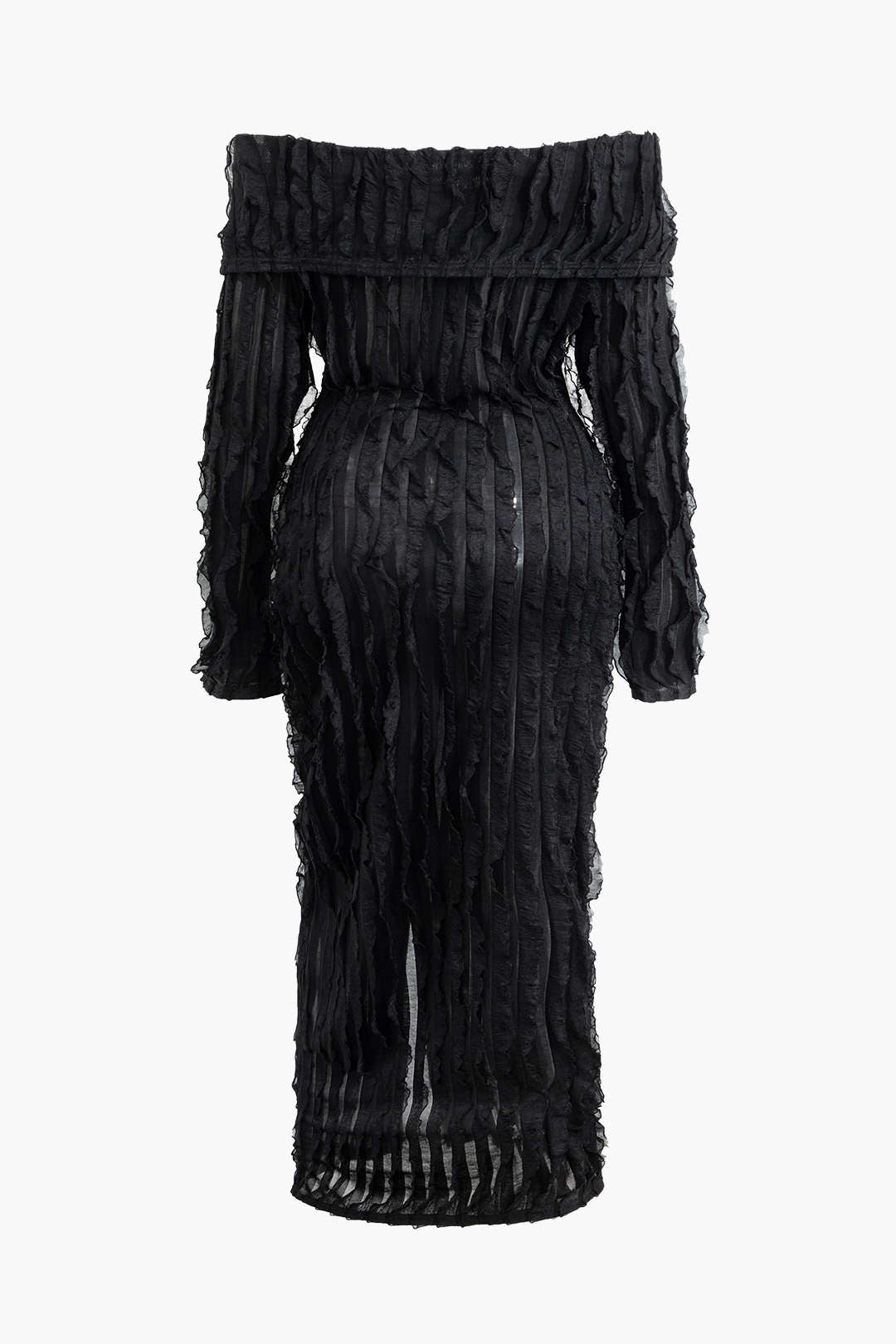 Büyük Beden Katı Düğme Fırfırlı maksi Elbise