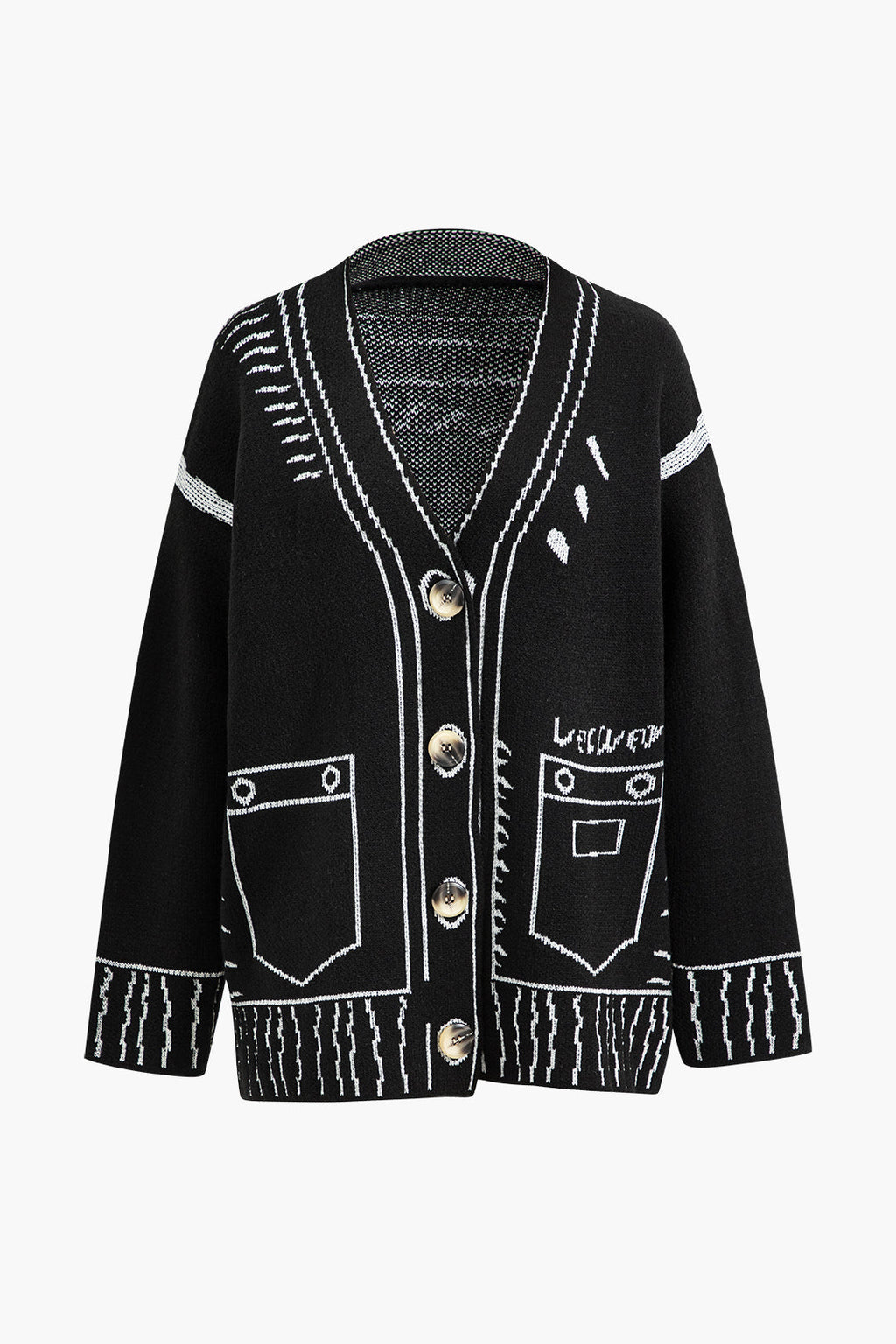 Çizgi Desenli Kazak Hırka